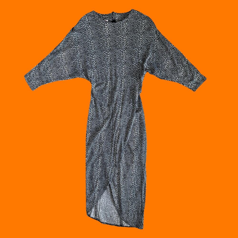 80's vintage leopard print dolman asymmetric midi dress MEDIUM contempo casuals